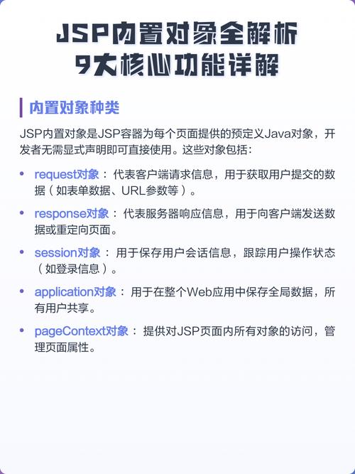 JSP的内置对象有哪些？能否详细介绍一下？