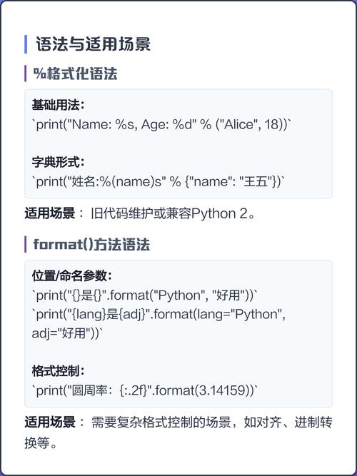 Python中如何实现四种不同的字符串格式化方法？