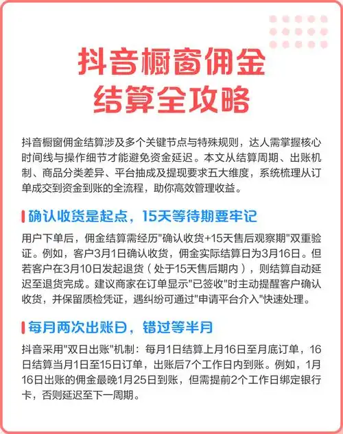 抖音橱窗佣金如何计算？常见问题解答！