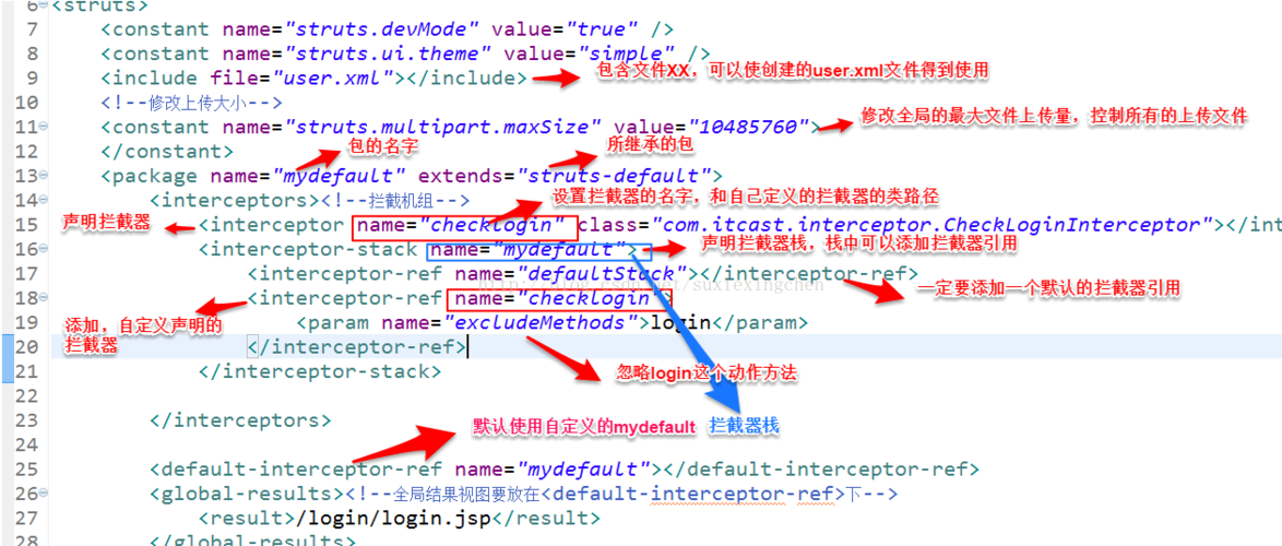 如何通过struts2自定义拦截器实现统一身份验证的通用模式？