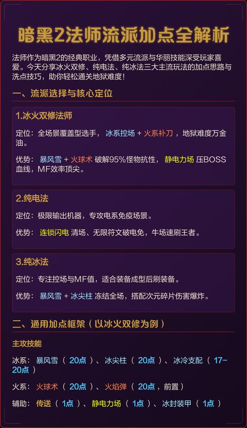 暗黑2重置版法师如何进行最强流派加点，适合新人的暗黑2法师加点新人指导攻略有哪些？