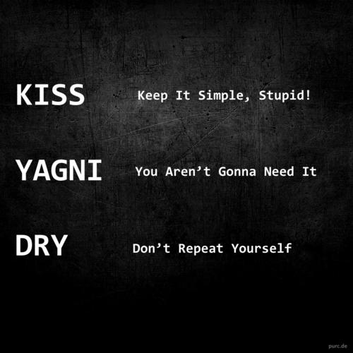 设计时遵循KISS和YAGNI原则，如何确保项目简洁高效？