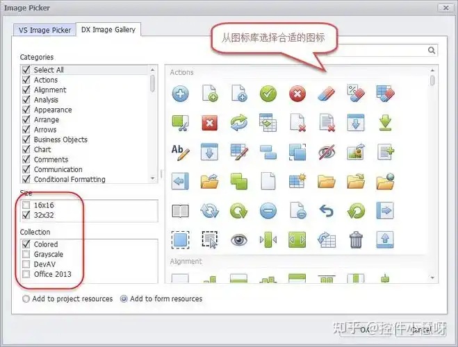 Winform应用中，DevExpress图标资源如何有效调用？