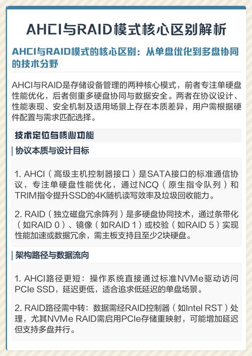 ahci模式和raid模式有什么区别，我应该选择哪种模式？