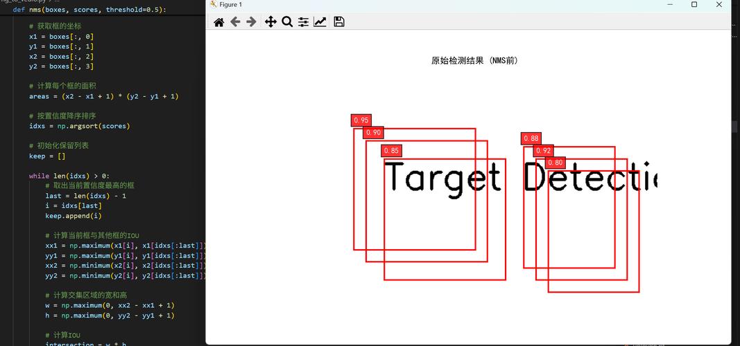如何用Python编写非极大值抑制（NMS）算法的代码实现？