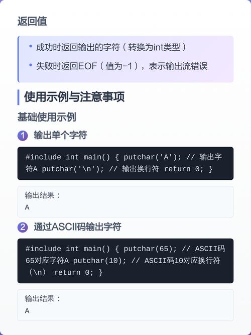 putchar函数的具体使用方法和注意事项有哪些详细解释？