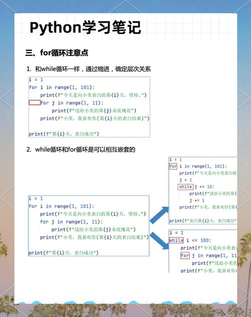 Python中如何实现while循环与for循环的嵌套使用？