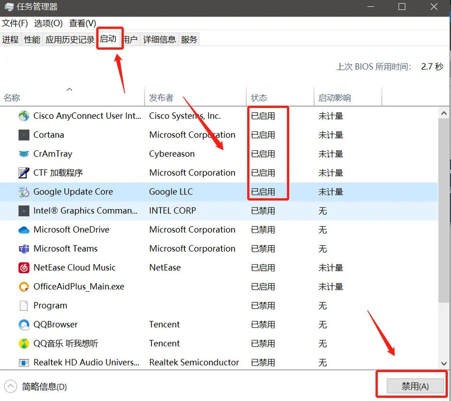 win7系统有哪些启动项可以被禁止？