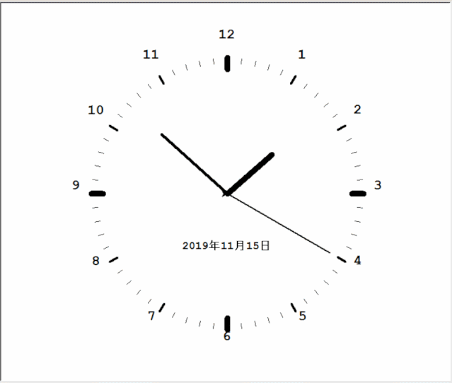 如何用Python编写代码来模拟一个动态指针式电子时钟？