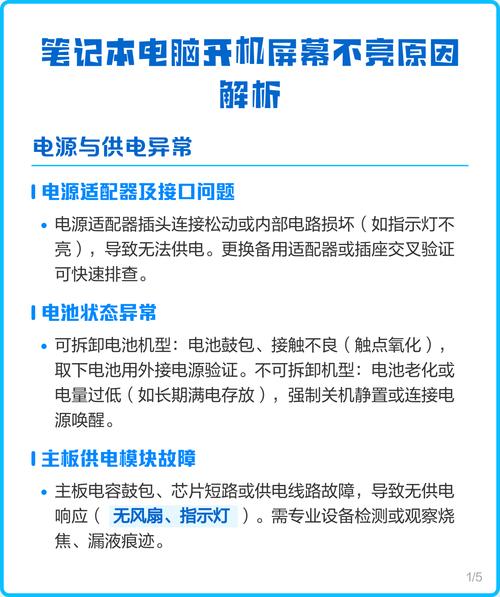 笔记本电脑开机后显示屏完全不亮是什么原因导致的？