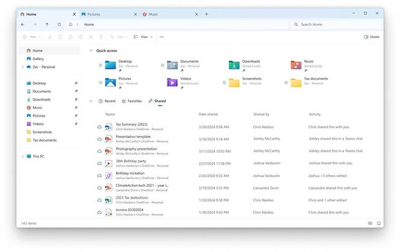 Windows 11 Beta Build 226x1.2048更新中，资源管理器新增内置图库和/合并选项卡功能了吗？