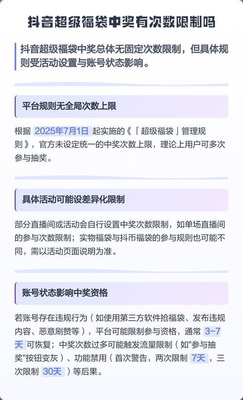 抖音福袋使用次数有限制吗？具体规则是怎样的？