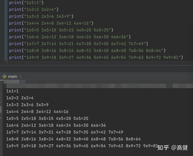 如何用JavaScript编写流程控制语句来打印完整的九九乘法表？