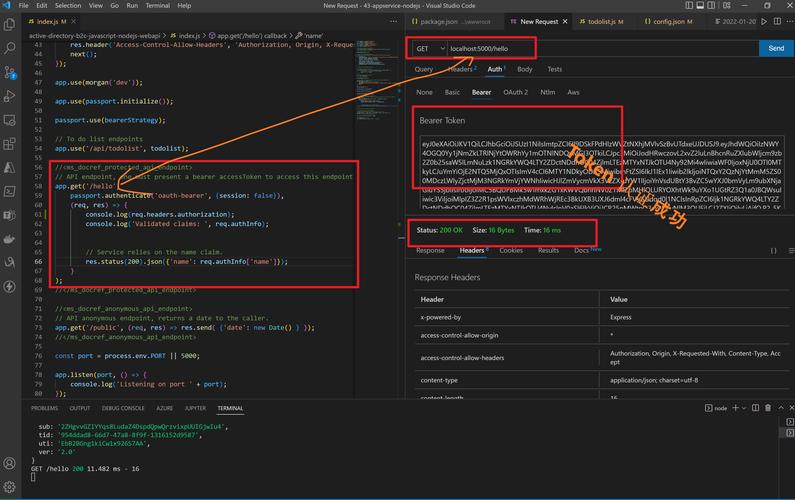 如何使用Azure应用服务NodeJS Express和MSAL实现AAD登录并获取AccessToken？