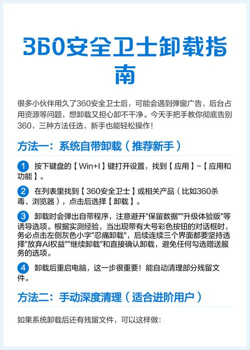 如何完全彻底地卸载并清除360安全卫士的所有残留文件和程序？