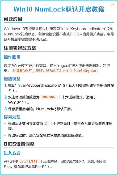如何设置Windows登录界面默认开启Num Lock功能？