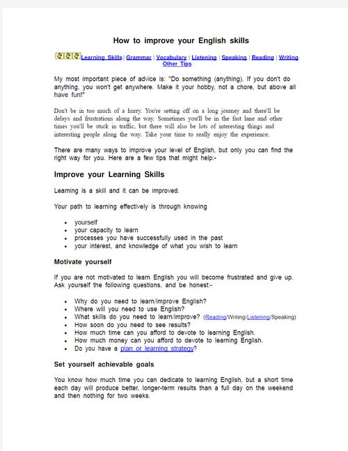 How can I effectively improve my English learning skills?