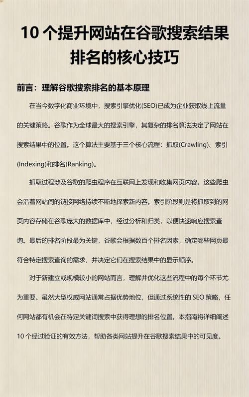 如何通过优化谷歌SEO策略，有效提升主页在搜索结果中的排名？