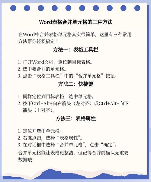 如何将Word表格中的单元格进行合并与操作？