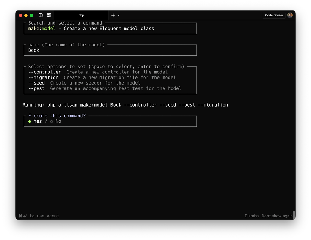 如何使用Laravel Artisan命令生成自定义模板？