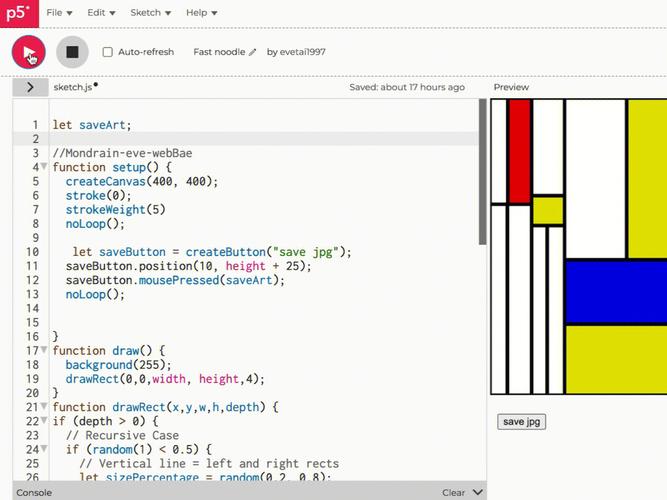 如何用p5.js编写程序，实现一个跳动的小正方形动画效果？