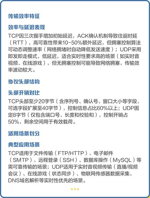 TCP和UDP在哪些方面存在显著差异？