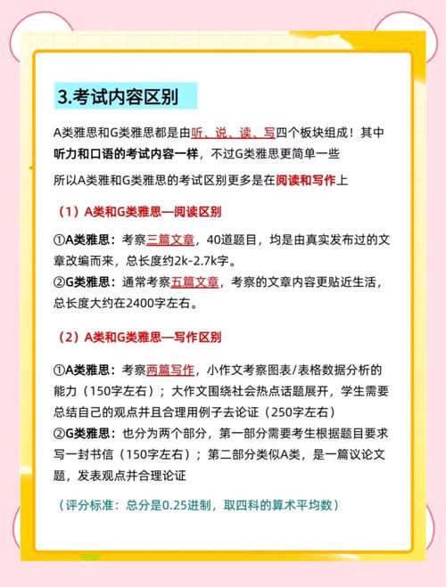 雅思G类与A类考试具体有哪些不同之处？