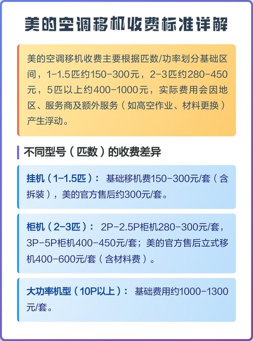 美的空调移机大概需要多少钱？有没有详细的收费标准？
