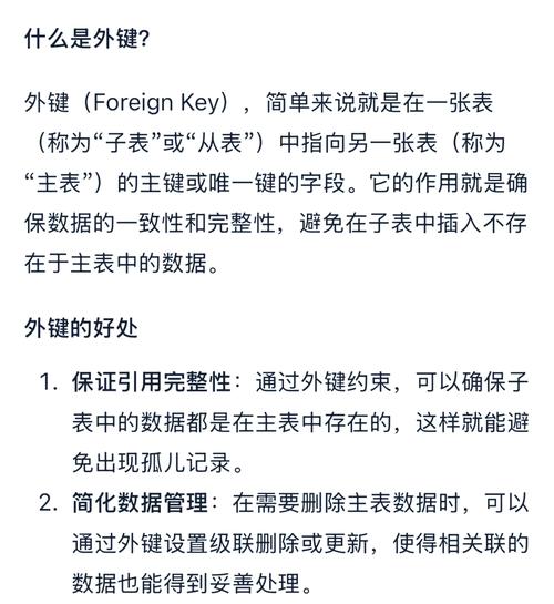 SQL数据库外键的作用究竟是什么它如何确保数据的一致性和完整性？