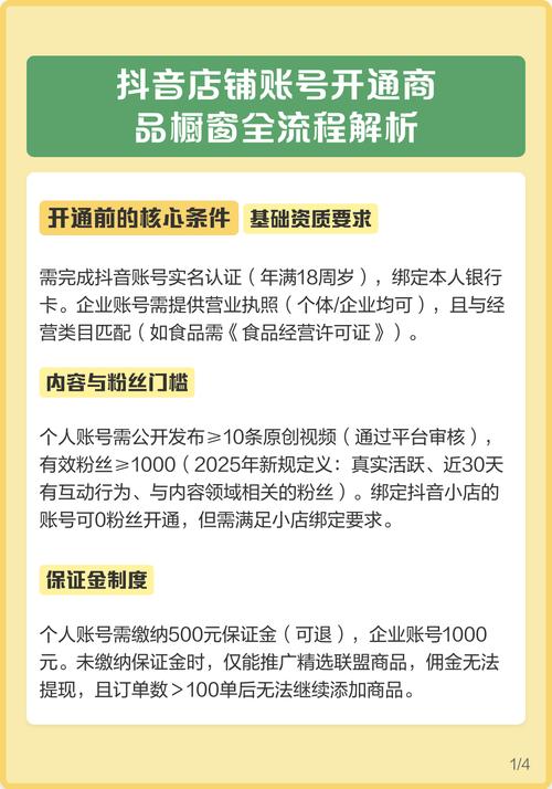 抖音个人橱窗开通步骤与条件是什么？