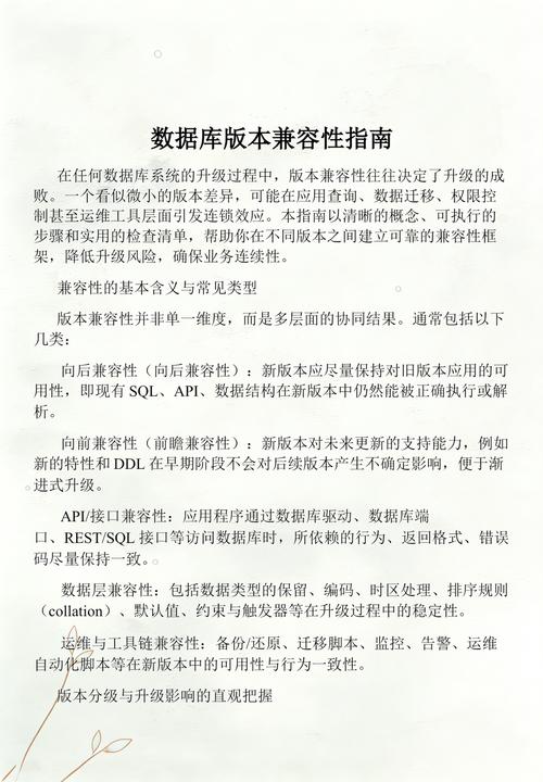 数据库版本号具体指的是什么版本更新内容及其兼容性？