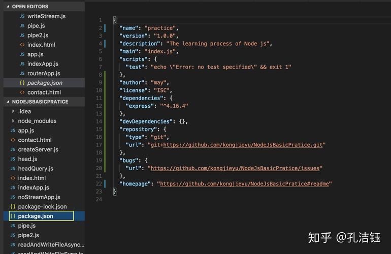 nodejs中的package.json文件具体包含哪些内容？