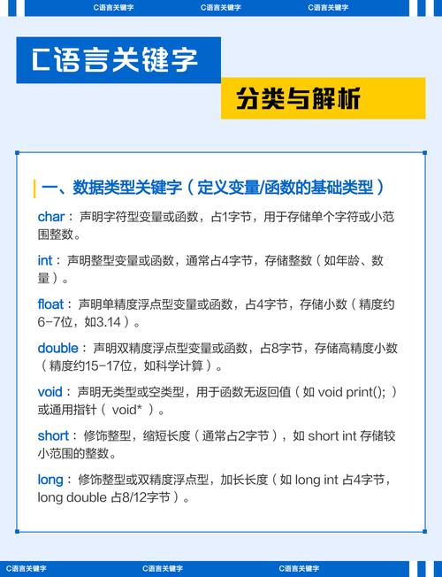 C语言中的关键字分为哪些类型？