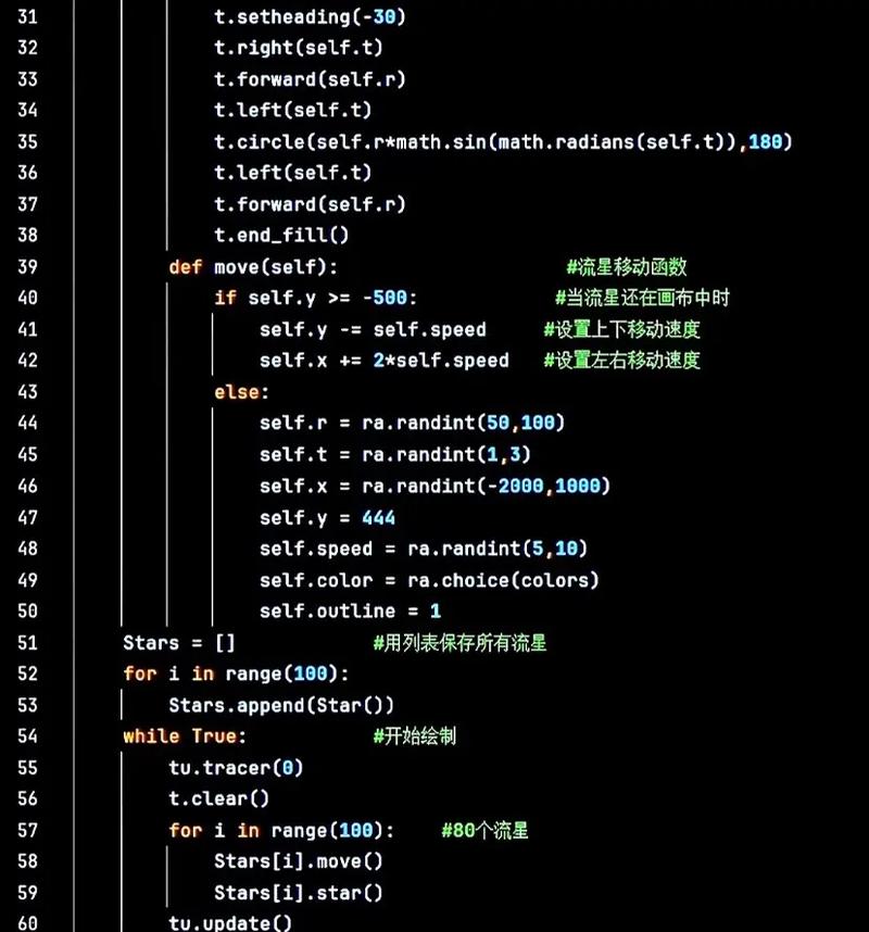 如何用JavaScript编写实现流星雨效果的代码？