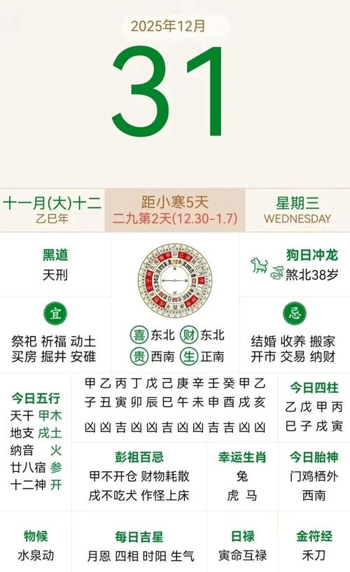 今年12月31日是哪一天？