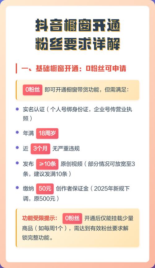 抖音开通橱窗功能需要多少粉丝？粉丝数达到1000以上可以开通吗？